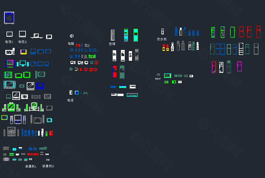 cad各种家电立面图集