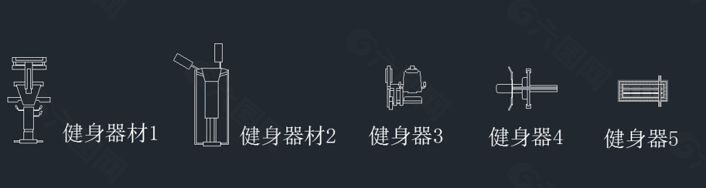 cad健身器材立面图