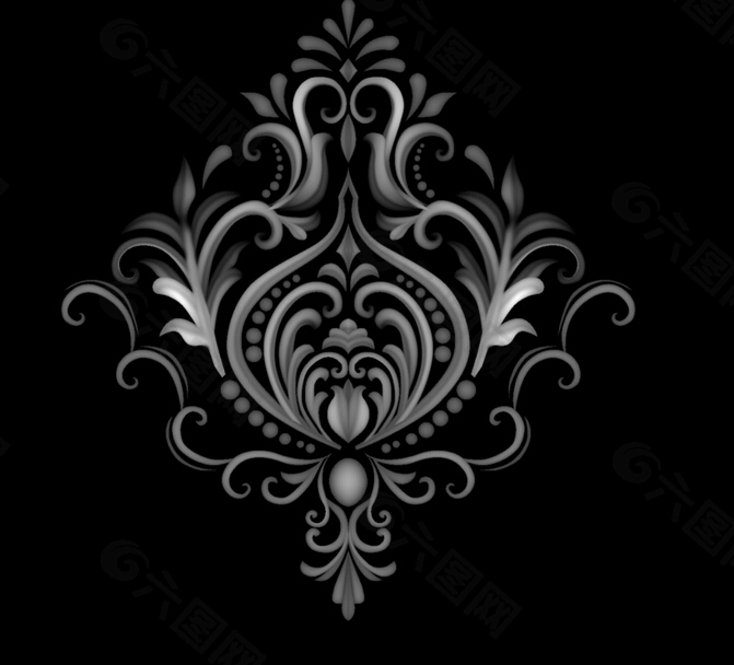 洋花灰度图设计元素素材免费下载(图片编号:4737594)-六图网