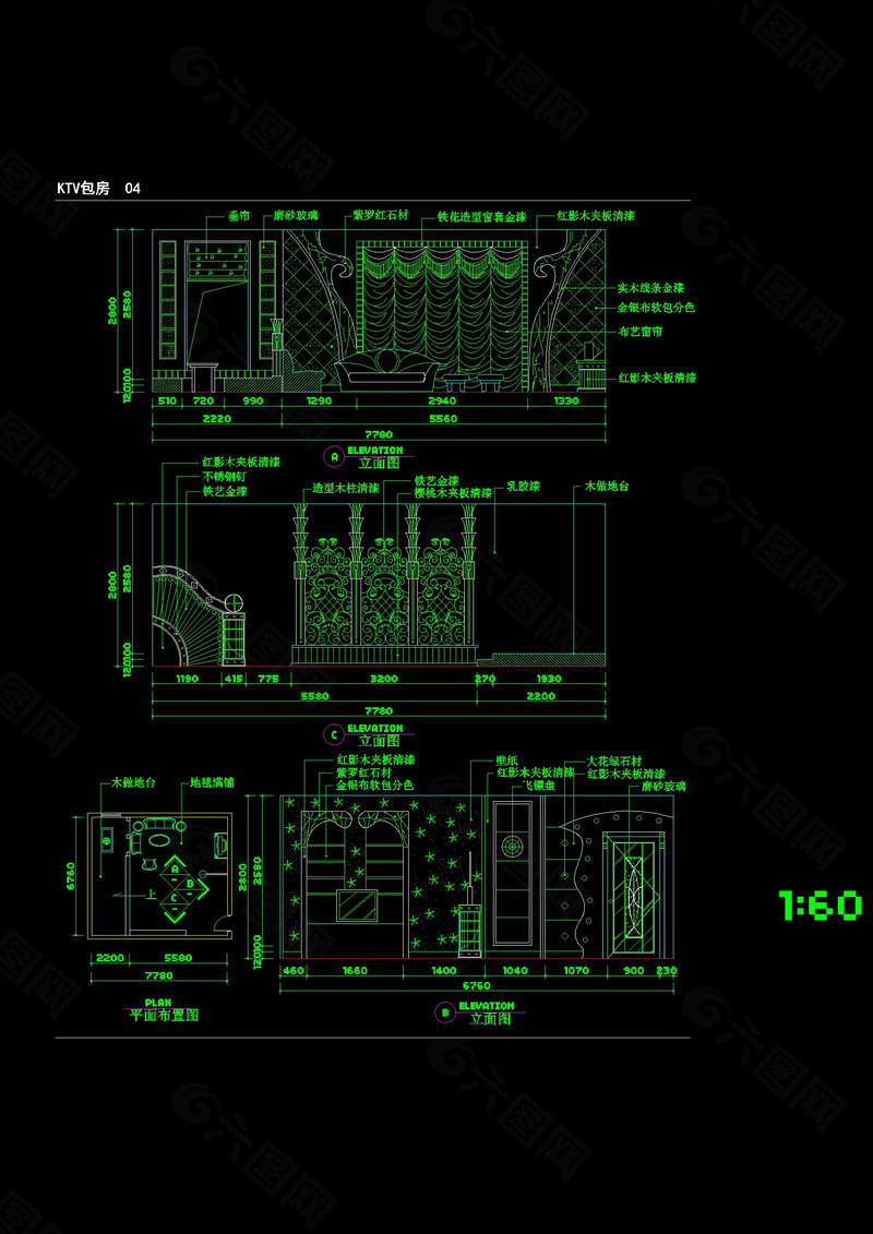 KTV会所装修cad图纸