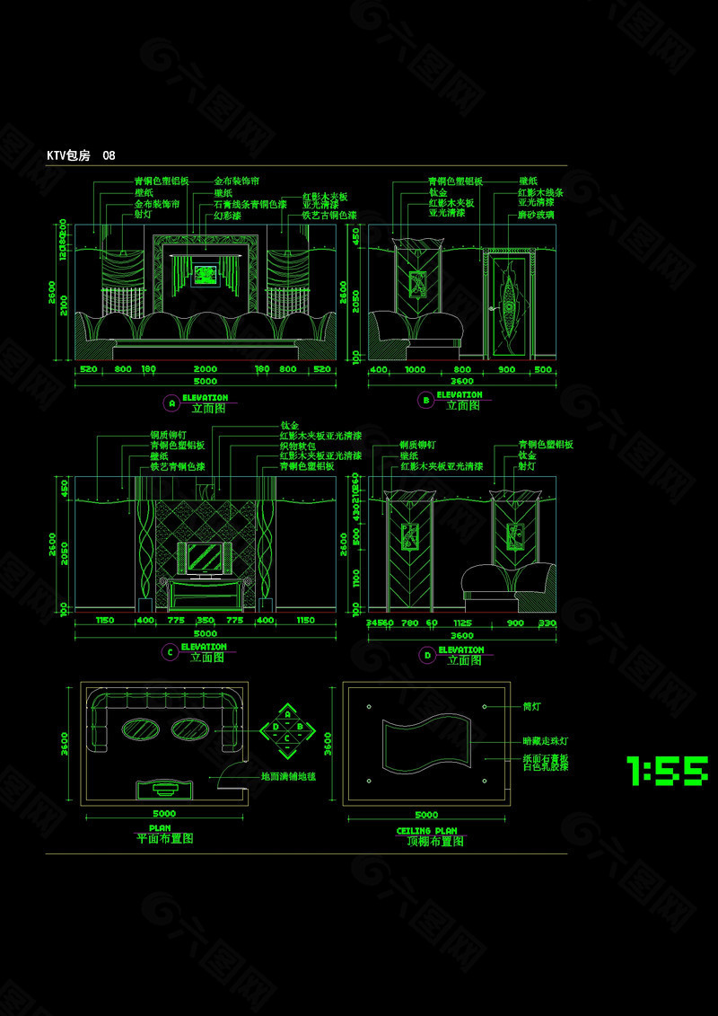 KTV装修cad图纸素材
