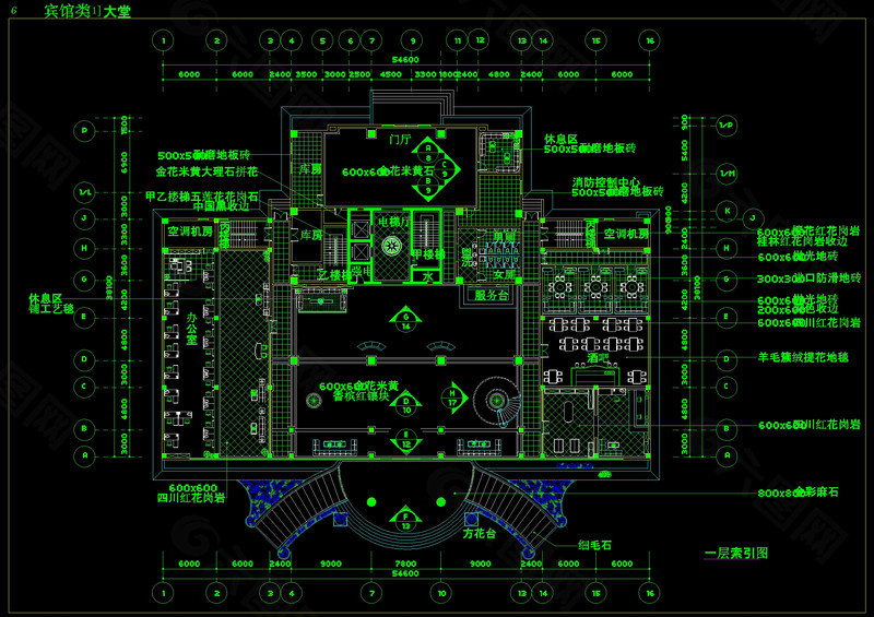 宾馆大堂平面cad图纸