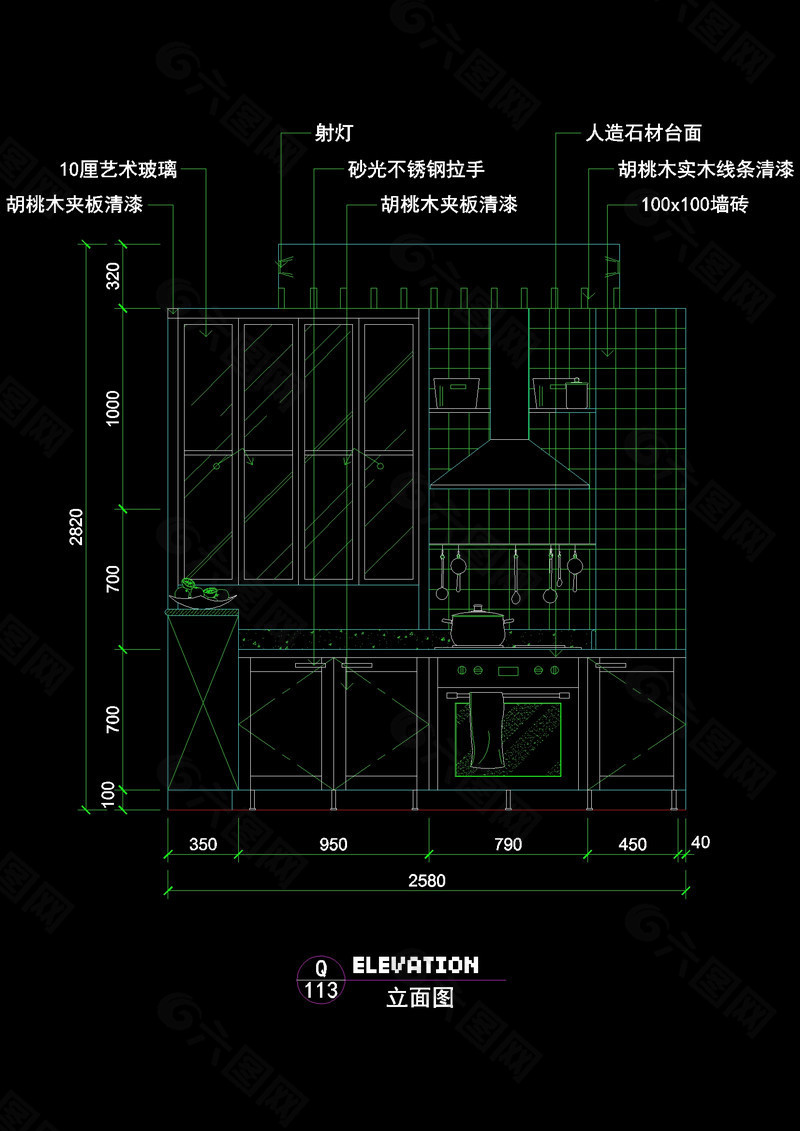 厨房立面图cad图稿素材