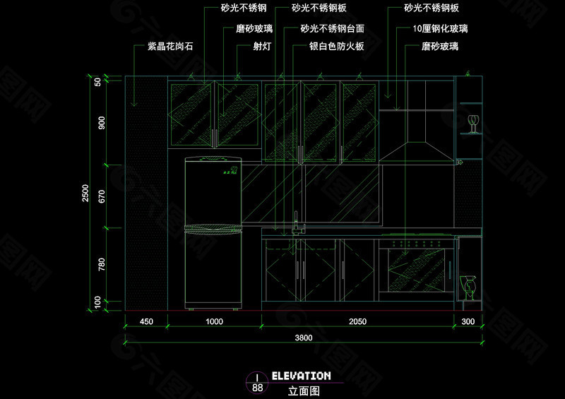 厨房剖面cad图纸素材