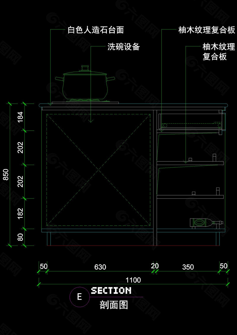 厨房立剖面cad图块素材