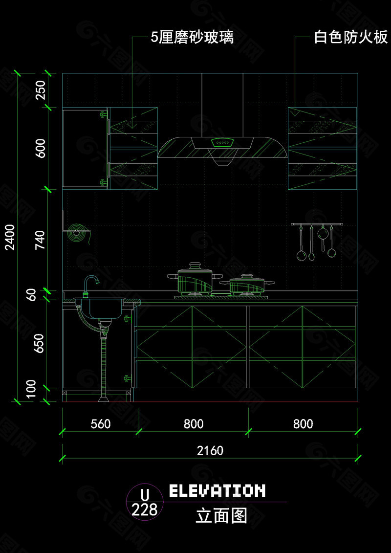 厨房立面图块素材cad图块