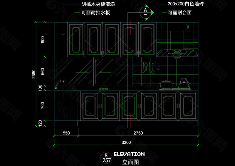 厨房立面图cad素材