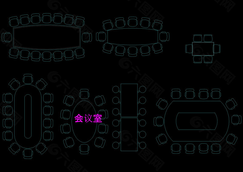 会议桌cad素材