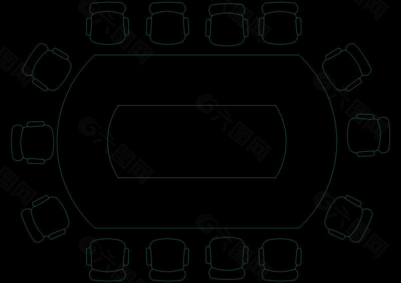 会议桌cad图块