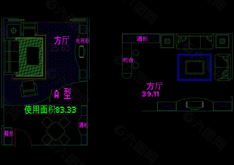 客厅cad图块