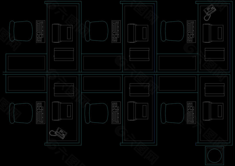 办公桌图块cad素材