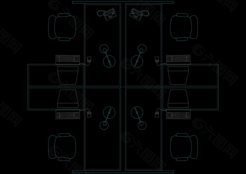 办公桌图块cad素材