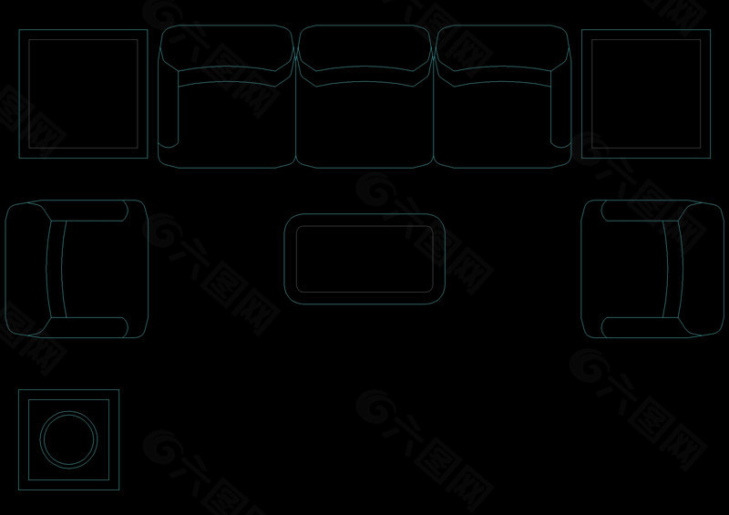 室内沙发cad图块素材