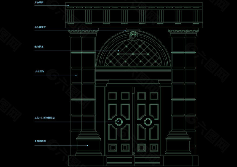 豪华门cad大样素材
