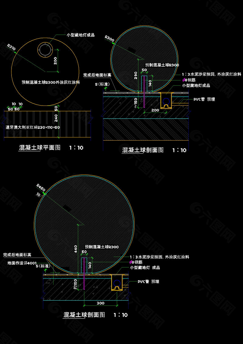 雕塑结构图纸cad素材