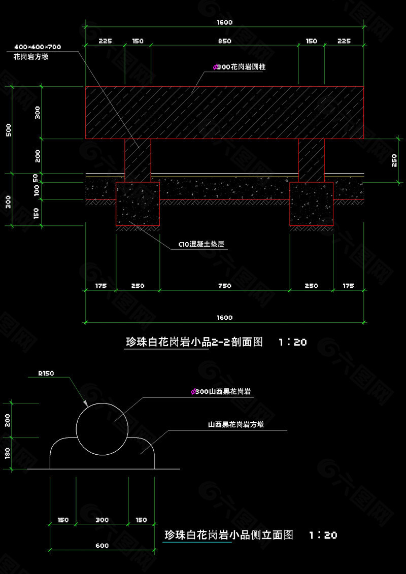 雕塑立面cad图纸