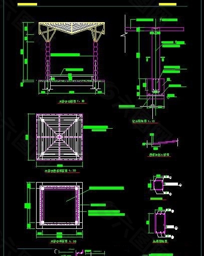 详细的方亭子施工图