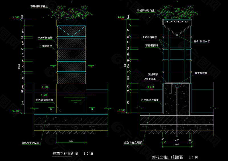 花池剖面cad图纸素材