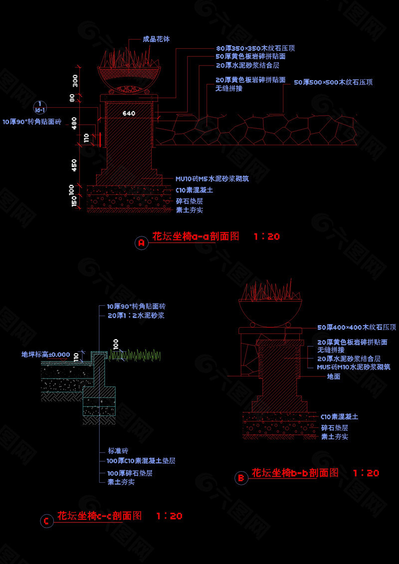 花园剖面cad图纸