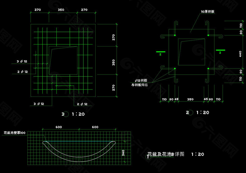 花池剖面cad图纸素材