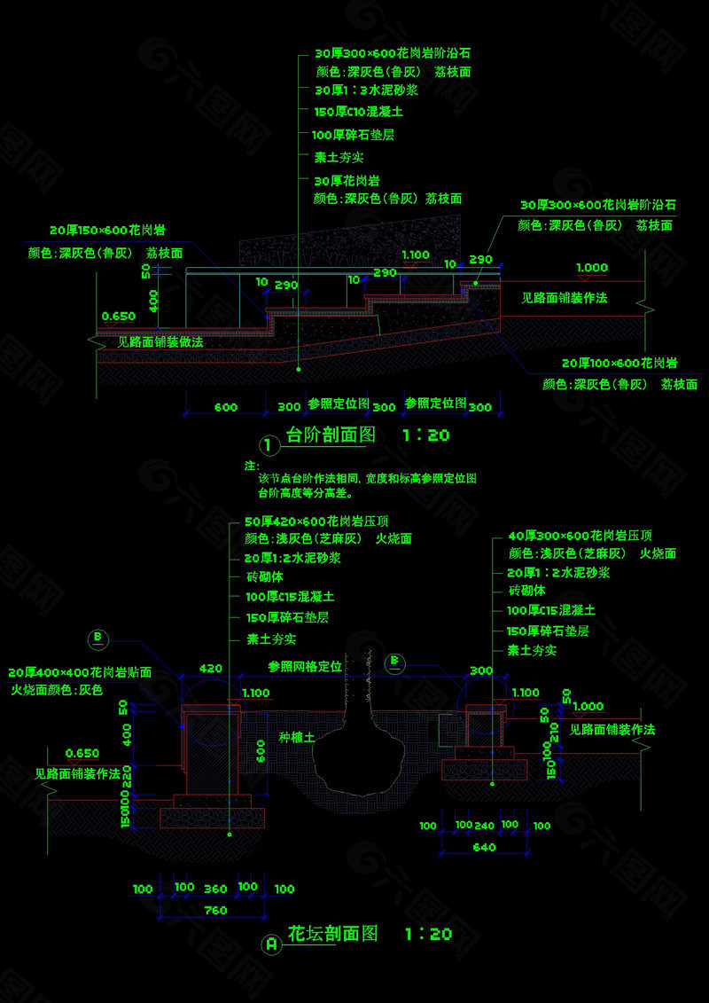 花池剖面cad图纸