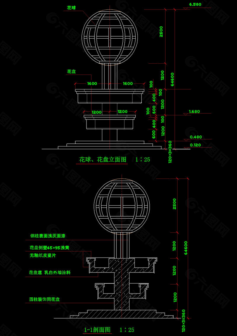 花池立面cad图纸