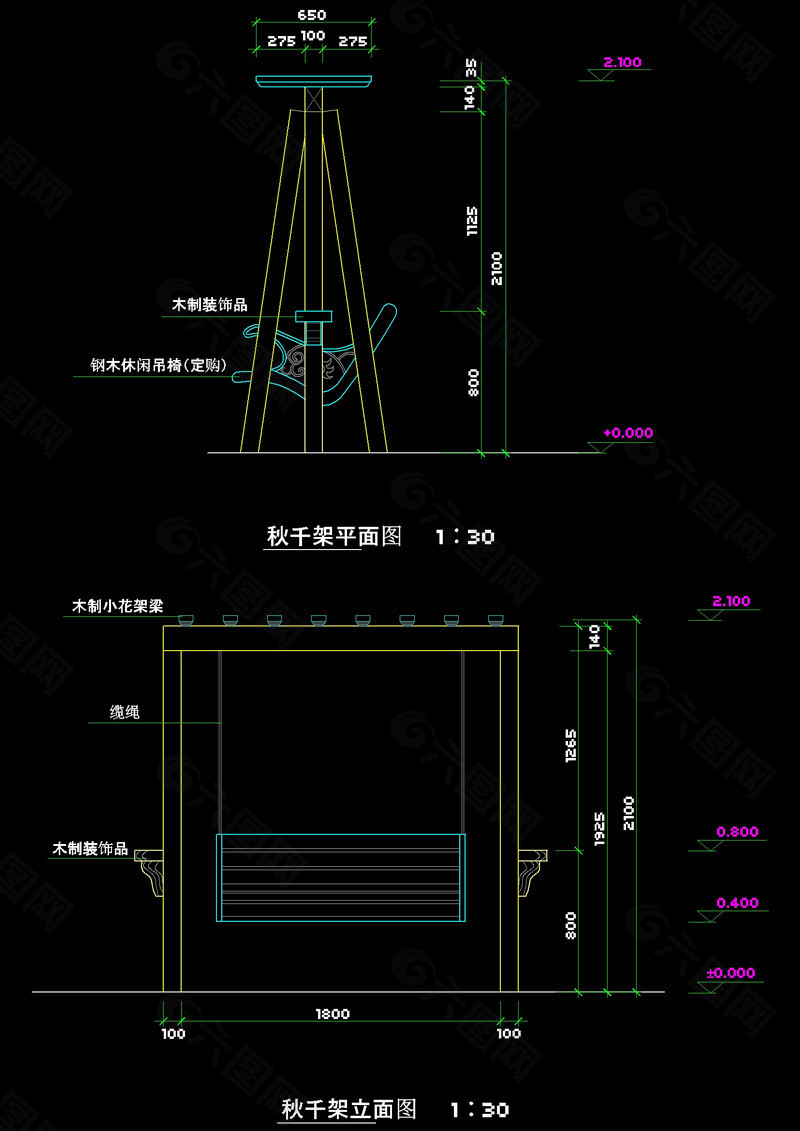 千秋架cad图稿素材