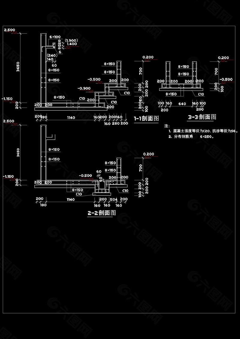 水幕墙给排水管线平面图