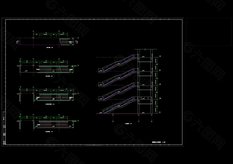 单跑楼梯cad图纸