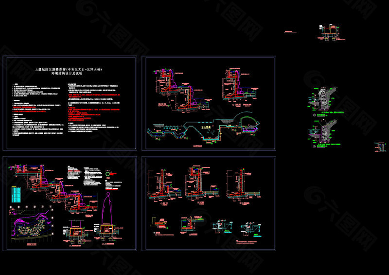 雕塑水池结构详图cad图纸