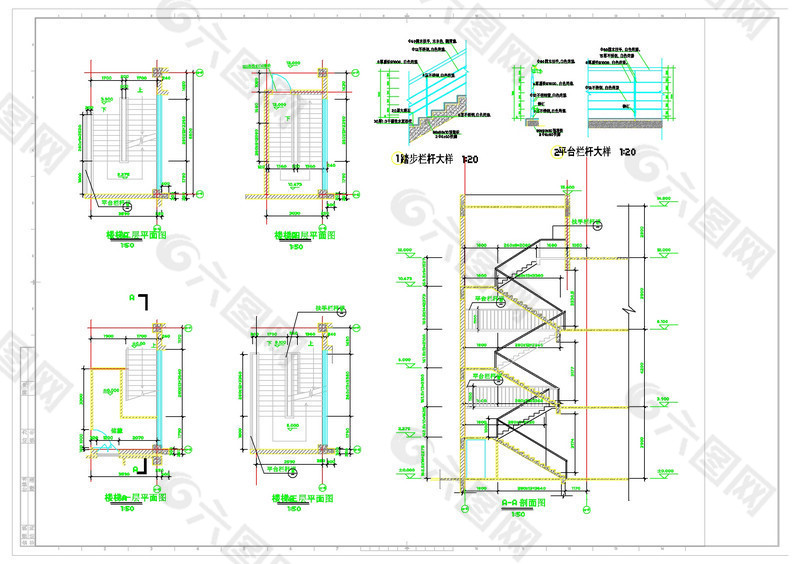 楼梯A大样详图cad图纸