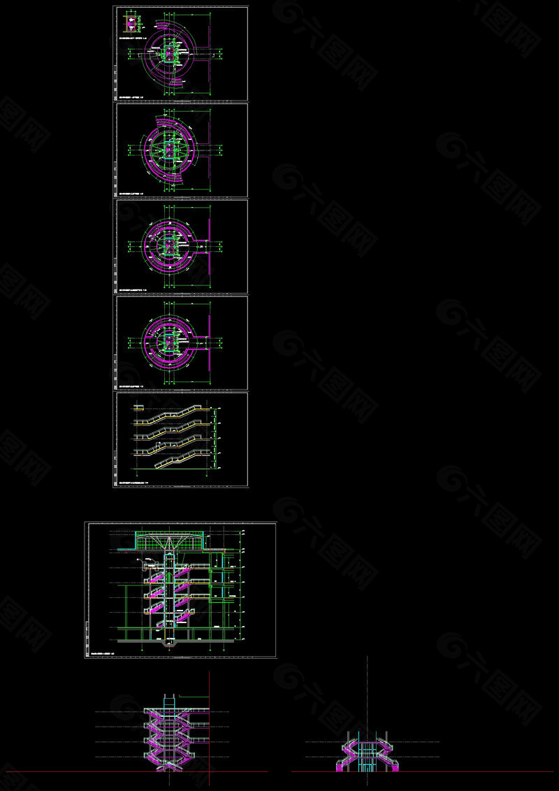 旋转楼梯cad图纸