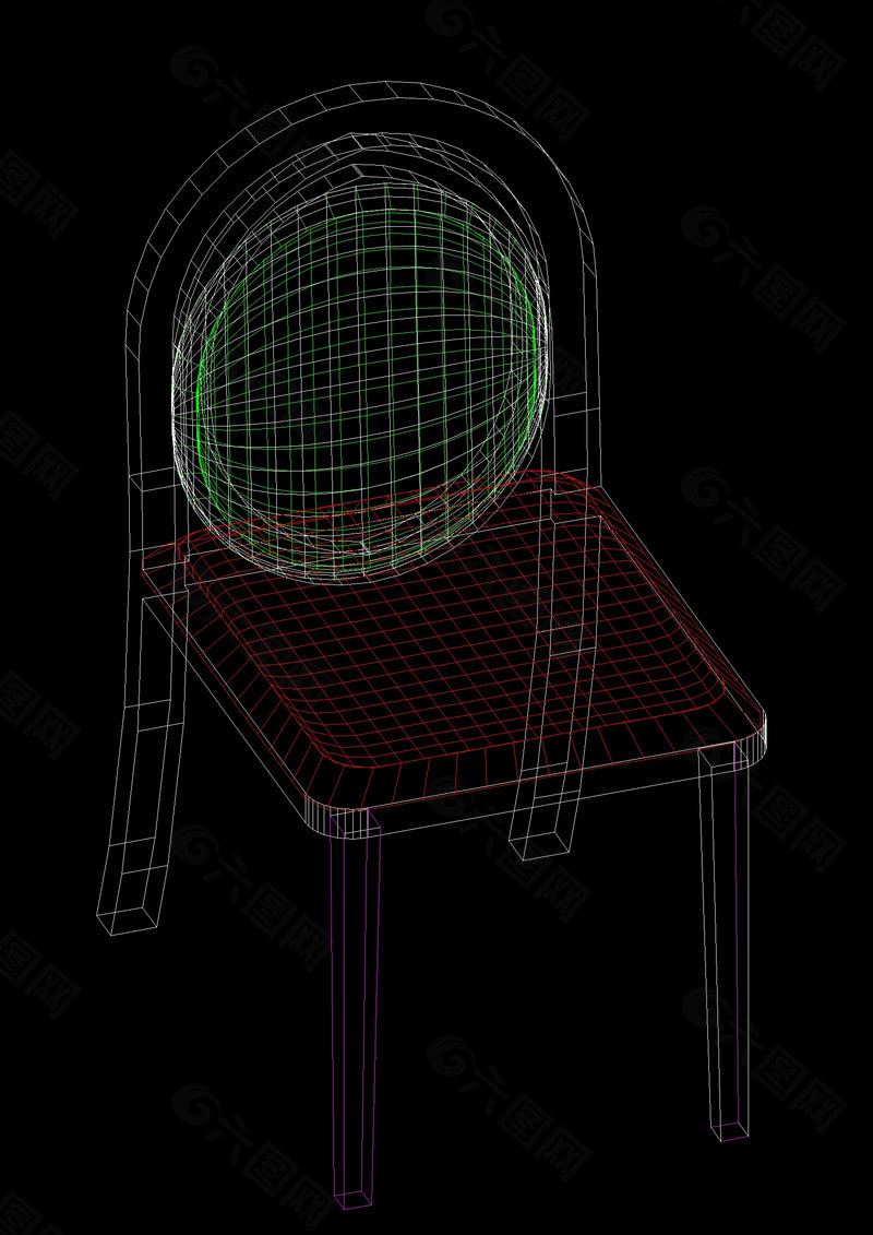 四角椅子cad模型