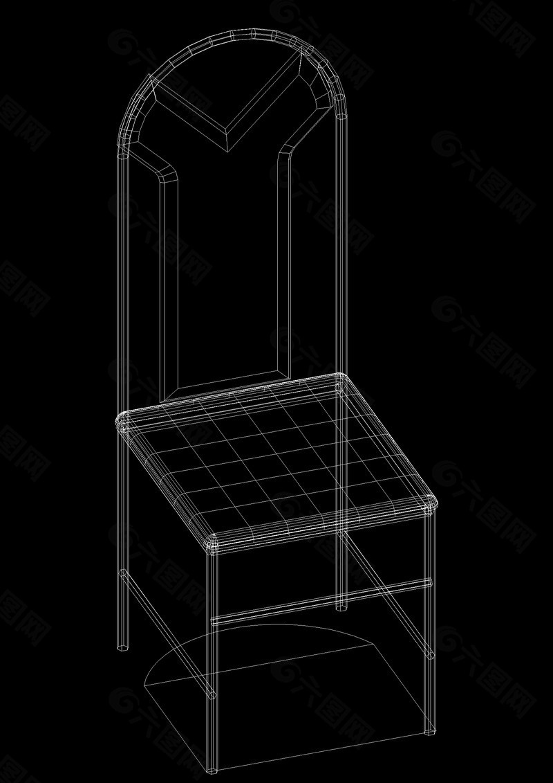 单人靠背座椅cad模型素材
