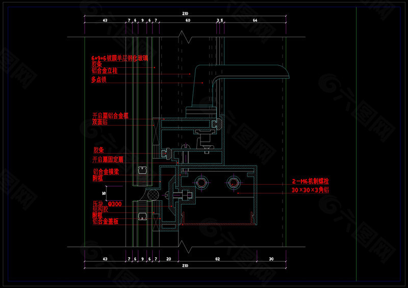 玻璃幕墙结构cad图纸