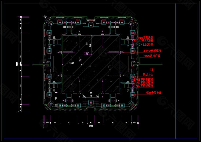 石材柱节点图cad图纸
