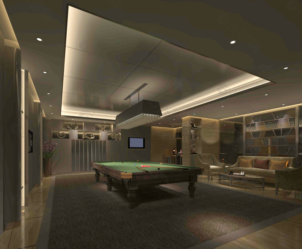 z121台球厅室内设计效果图别墅地下娱乐室桌球厅设计-搜狐大视野-搜狐新闻