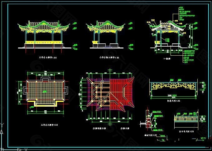 凸字亭CAD建筑图