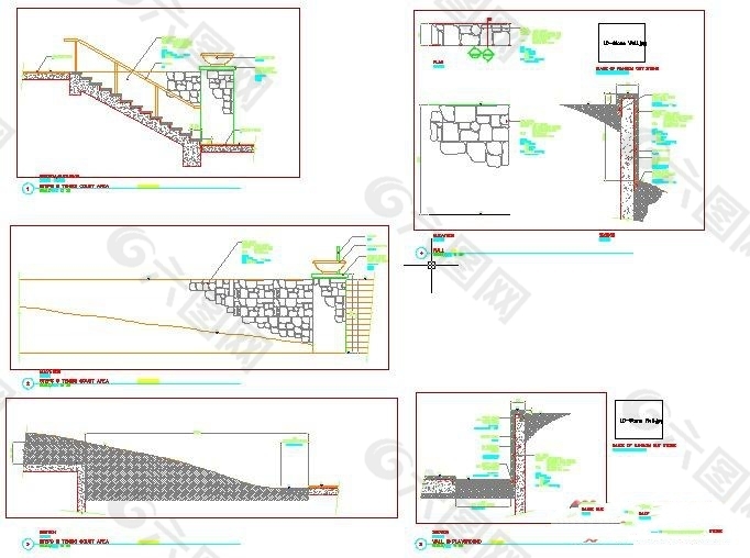 阶梯及墙细节详图