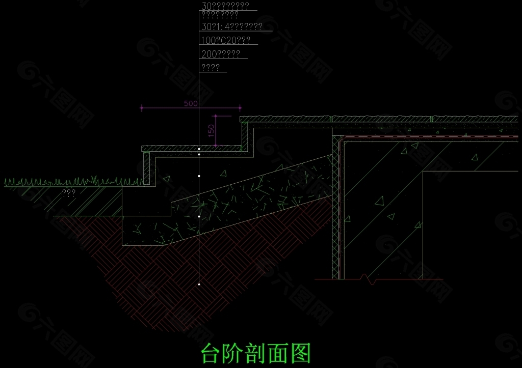 侧石做法cad详图素材