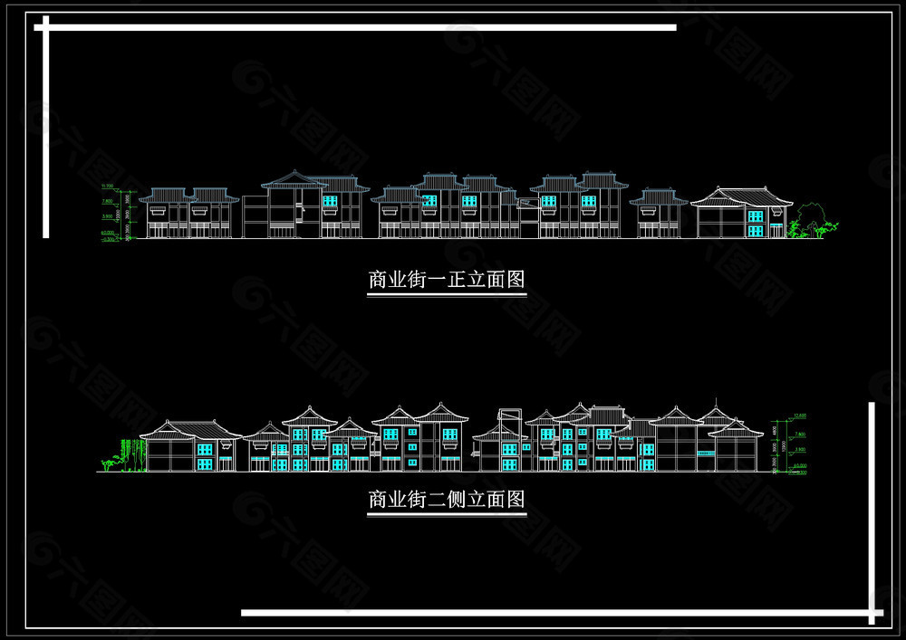 商业街立面cad图纸
