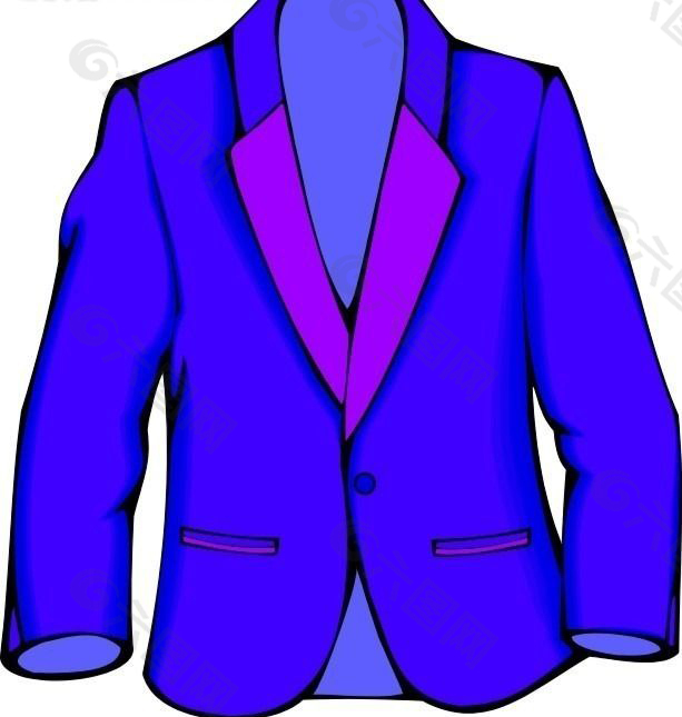 蓝色调男款紫领西装设计