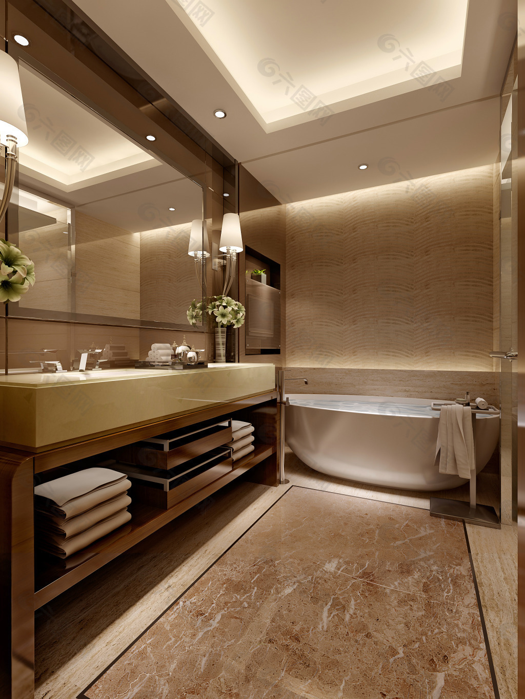 现代星级酒店卫生间效果图 – 设计本装修效果图