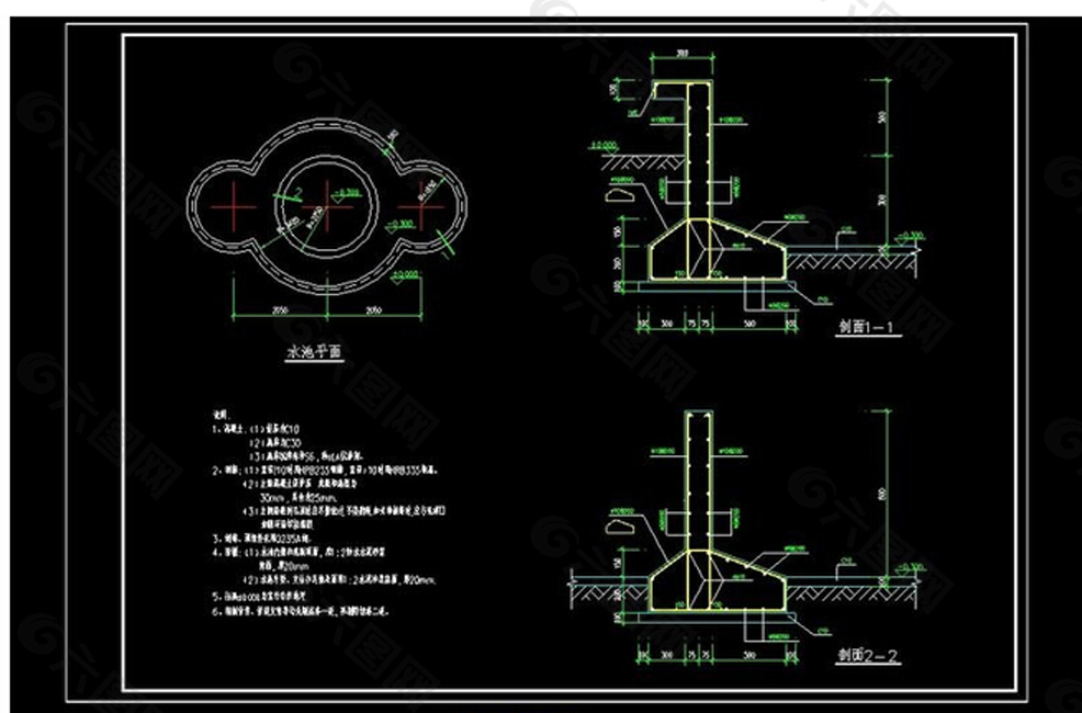 喷泉水池CAD图纸