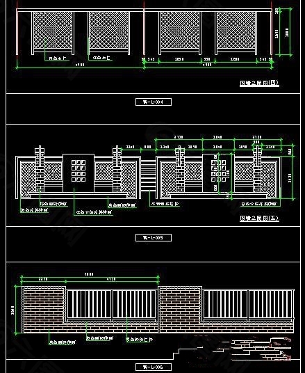 一组围墙的施工图