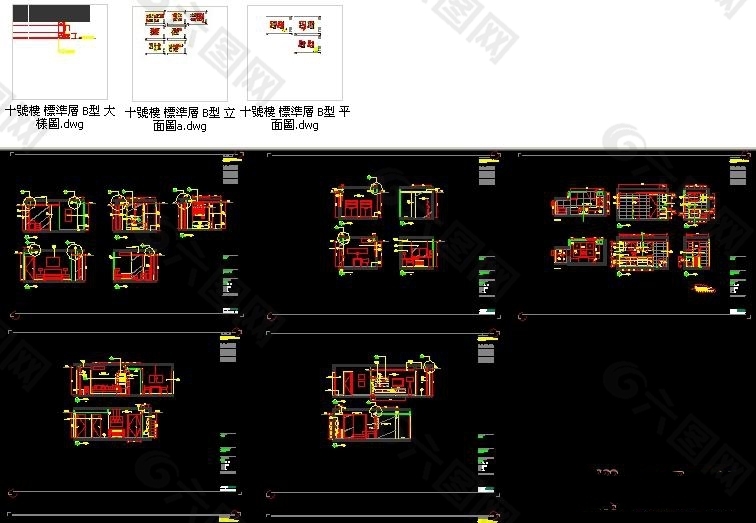 发几张住宅区建筑的平立剖面CAD图