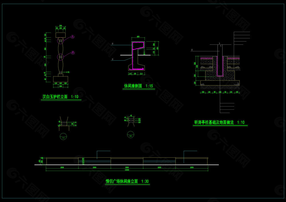 情侣广场护栏cad图纸