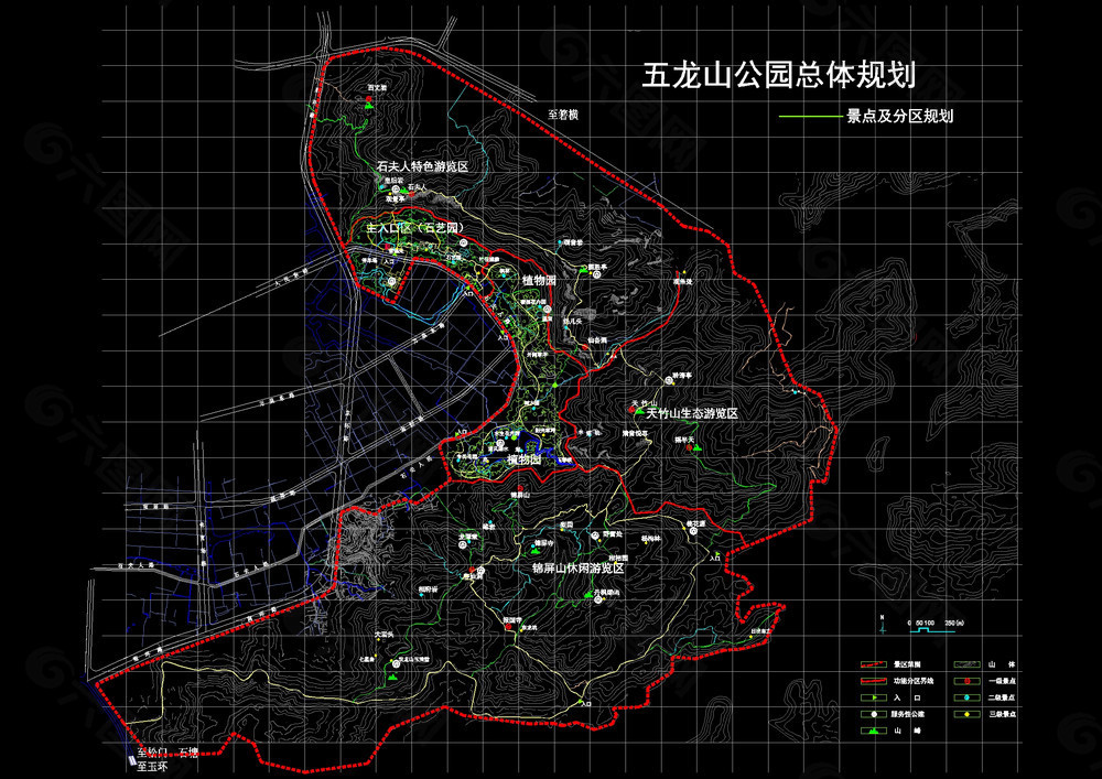 五龙山景点cad图纸