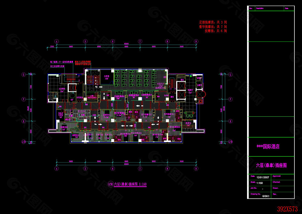 最新福州KTV六层插座图cad图纸