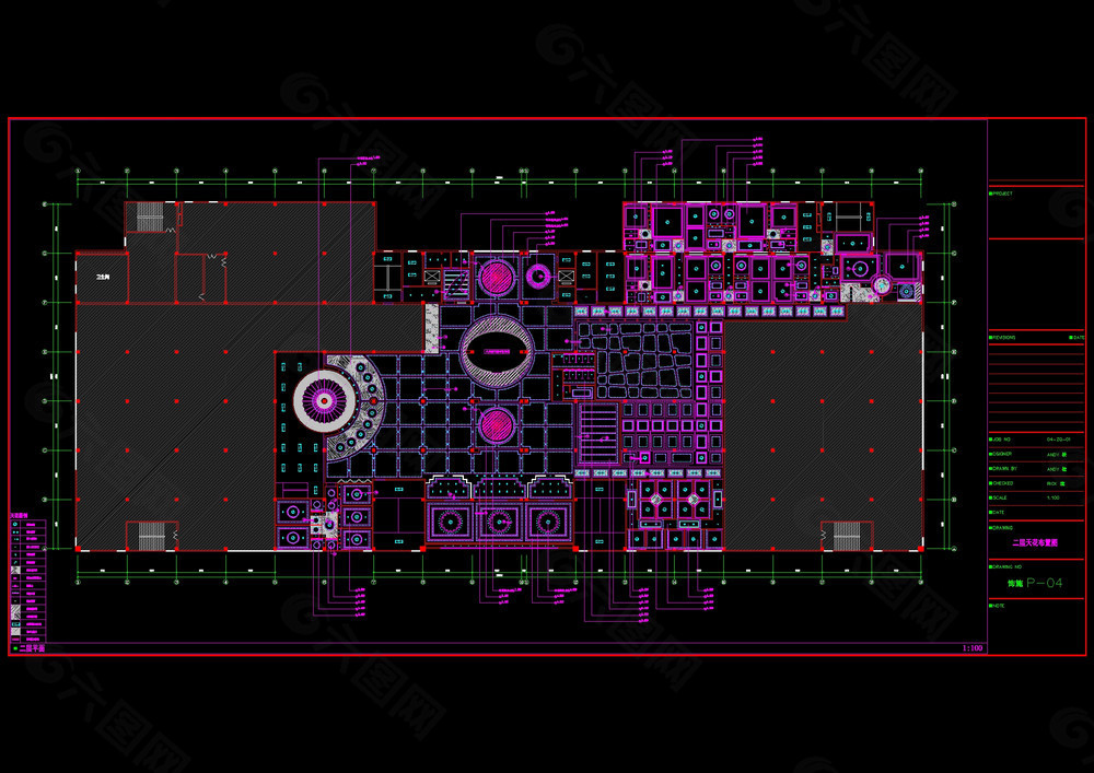 二层天花图cad图素材